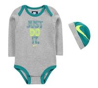 Ensemble vêtements Naissance Nike Bébé Body et Bonnet gris et vert