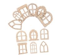 Ensemble Vide Inachevé pour Fenêtre et Porte Miniature en Bois 25 Pièces | Accessoires pour Maison Miniature, Style Bois Khaki, Usage Diy, Balcon et Décoration
