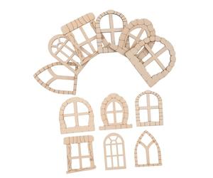 Ensemble Vide Inachevé pour Fenêtre et Porte Miniature en Bois 25 Pièces | Accessoires pour Maison Miniature, Style Bois Khaki, Usage Diy, Balcon et Décoration