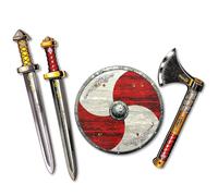Ensemble Viking - 2 Épées, Bouclier & Hache en Mousse, dès 3 ans | Collection Sven | 4 Pièces, Accessoires Viking pour Garçons, Déguisement Viking, Jeu de Rôle, Batailles & Aventures