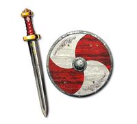 Ensemble Viking pour Enfant - Épée & Bouclier en Mousse Rouge, dès 3 ans | Collection Sven | Bouclier Viking & Épée en Mousse, Accessoires de Déguisement pour Jeu de Rôle, Batailles & Aventures