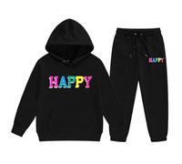 Ensemble Ville Deux Pièces Enfant Garçon Fille Océan Graphique Pullover Sweat à Capuche Haut Pantalon Mode Survêtement Nom Vêtements Corsage(Black, 100)