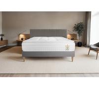 Ensemble Vingt-Huit PLUS 140 x 200 cm sommier Kit Gris - 28cm - Ressorts ensachs et mmoire de forme - Tensions allges - Sommier kit Gris