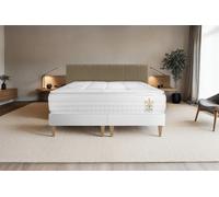 Ensemble Vingt-Huit PLUS 200 x 200 cm sommier Blanc - 28cm - Ressorts ensachs et mmoire de forme - Technologie htelire - Sommier Tapissier Blanc