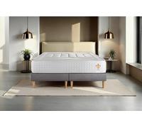 Ensemble Vingt-Quatre 2 x 90 x 200 cm sommier Gris - 24cm - Ressorts ensachs et mmoire de forme - Confort d'exception - Sommier Tapissier Gris