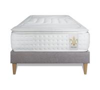 Ensemble Vingt-Quatre PLUS 90 x 190 cm sommier Gris - 24cm - Ressorts ensachs et mmoire de forme - Confort htelier - Sommier Tapissier Gris