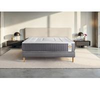 Ensemble Vingt-Six 140 x 200 cm sommier Gris - 26cm - Ressorts ensachs et mmoire de forme - Confort 5? - Sommier Tapissier Gris