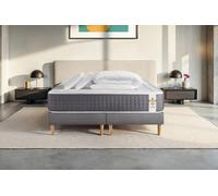 Ensemble Vingt-Six 2 x 100 x 200 cm sommier Gris - 26cm - Ressorts ensachs et mmoire de forme - Confort 5? - Sommier Tapissier Gris