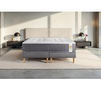 Ensemble Vingt-Six 2 x 90 x 200 cm sommier Gris - 26cm - Ressorts ensachs et mmoire de forme - Confort 5? - Sommier Tapissier Gris