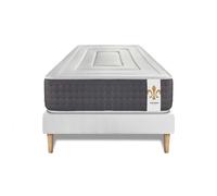 Ensemble Vingt-Six 90 x 200 cm sommier Blanc - 26cm - Ressorts ensachs et mmoire de forme - Confort 5? - Sommier Tapissier Blanc