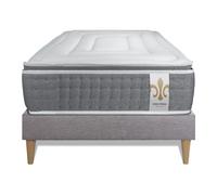 Ensemble Vingt-Six PLUS 90 x 190 cm sommier Gris - 26cm - Ressorts ensachs et mmoire de forme - Effet nuage - Sommier Tapissier Gris
