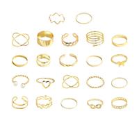 Ensemble Vintage de 22 Bagues en Or Réglables pour Femmes - Bijoux Empilables à la Mode - Accessoires de Bijoux en Or