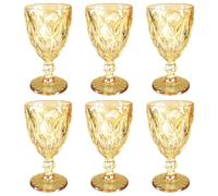 Ensemble vintage de 6 verres à vin colorés avec embossage (Rombus / Abricot brillant / 250 ml) Verres de mariage, verres à champagne, carafe, bol de dessert, verres à liqueur, verre à boire, vin