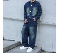 Ensemble vintage en denim pour hommes, 2 pièces, veste décontractée et pantalon large, printemps/automne L,M,S,XL,XXLUnicoloreJean