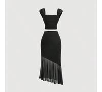 Ensemble vintage romantique de 2 pièces pour femme avec ourlet asymétrique froncé, tenue de soirée, robe de soirée vintage style "Old Money", robe de demoiselle d'honneur sexy, tenue d'anniversaire, t