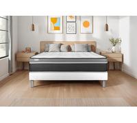 Ensemble VITAL CARE 130 x 200 cm Sommier Kit Blanc - 26cm - Mousse polyurthane mmoire de forme - Moelleux - Sommier kit Blanc
