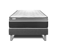 Ensemble VITAL CARE 90 x 190 cm sommier Kit gris - 26cm - Ressorts ensachs et mmoire de forme - Moelleux - Sommier kit Gris