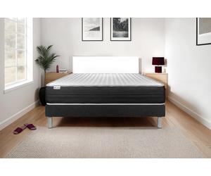 Ensemble VITAL MEMO ONE 135 x 200 cm Sommier Kit Noir - 24cm - Mousse polyurthane mmoire de forme - Enveloppant - Sommier kit Noir