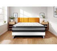 Ensemble VITAL POWER ZEN 150 x 200 cm Sommier Kit Blanc - 24cm - Mousse polyurthane mmoire de forme - Enveloppant - Sommier kit Blanc