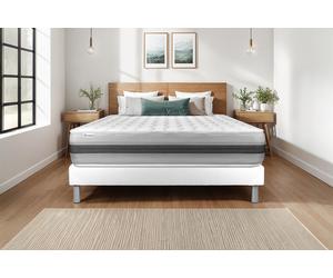Ensemble VITAL SPRING RECOVER 135 x 200 cm Sommier Kit Blanc - 28cm - Ressorts ensachs et mmoire de forme - Enveloppant - Sommier kit Blanc