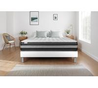Ensemble VITAL SPRING ZEN 160 x 190 cm Sommier Kit Blanc - 26cm - Ressorts ensachs et mmoire de forme - Moelleux - Sommier kit Blanc