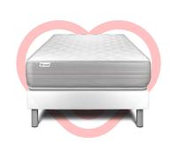 Ensemble matelas 90 x 200 cm Mousse polyuréthane à mémoire de forme VITALMEMO - 18 cm - Ferme - sommier Blanc