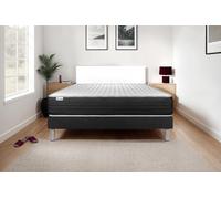 Ensemble VITALMEMO ONE 140 x 190 cm - 24cm - Mousse polyurthane mmoire de forme - Enveloppant - Sommier Tapissier Noir