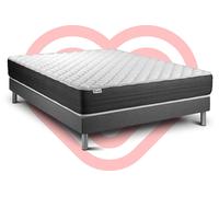 Ensemble VITALMEMO One 140 x 190 cm sommier Kit Gris | Epaisseur : 24 cm | Confort : Ferme