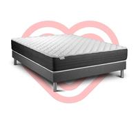 Ensemble Matelas Sommier 160x200 cm - Sommier Gris (déjà monté) - Vitalmemo One Gris