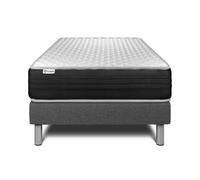Ensemble VITALMEMO ONE 90 x 200 cm sommier Kit gris - 24cm - Mousse polyurthane mmoire de forme - Enveloppant - Sommier kit Gris
