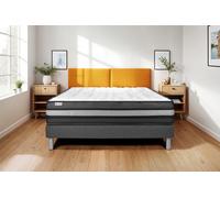 Ensemble VITALPOWER ZEN 135 x 190 cm sommier Kit gris - 24cm - Mousse polyurthane mmoire de forme - Enveloppant - Sommier kit Gris