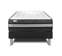 Ensemble VITALPOWER ZEN 90 x 190 cm - 24cm - Mousse polyurthane mmoire de forme - Enveloppant - Sommier Tapissier Noir