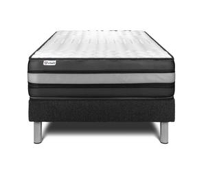 Ensemble VITALPOWER ZEN 90 x 190 cm - 24cm - Mousse polyurthane mmoire de forme - Enveloppant - Sommier Tapissier Noir
