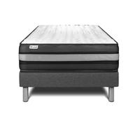 Ensemble VITALPOWER ZEN 90 x 200 cm sommier Kit gris - 24cm - Mousse polyurthane mmoire de forme - Enveloppant - Sommier kit Gris