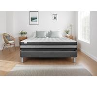 Ensemble VITALSPRING ZEN 135 x 190 cm sommier Kit gris - 26cm - Ressorts ensachs et mmoire de forme - Moelleux - Sommier kit Gris