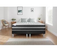 Ensemble VITALSPRING ZEN 200 x 200 cm - 26cm - Ressorts ensachs et mmoire de forme - Moelleux - Soutien Ferme - Sommier noir