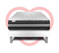 Ensemble matelas 90 x 200 cm Ressorts ensachés et Mémoire de forme VITALSPRING ZEN - 26 cm - Ferme - sommier Blanc