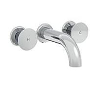 Ensemble VitrA Liquid pré-assemblé A42690, mitigeur lavabo encastré à deux poignées, court, chromé