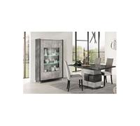HOFFMAN - Ensemble Vitrine 2P + Table de Repas à Pied Central - Altobuy Gris