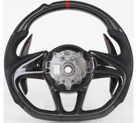 ensemble volant automobile Compatible Avec McLaren Pour 720S 12C 540C 600LT 2017 2018 2019 2020 2021 Volant Course Personnalisé Fibre Carbone Pour Rouge Perforé PU(Style 3)