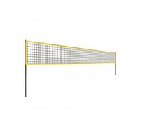 SPORTNOW Ensemble de Volley-Ball et Badminton, Poteaux en Acier Hauteur Réglable, Ballon de Volley-Ball, Filet Badminton Portable, 4 Raquettes, 4 Volants, Sac de Transport, pour Pelouse Plage Jardin
