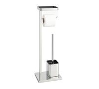 Ensemble WC Relaxdays, Autonome, avec étagère et Porte-Rouleau, Acier Inoxydable, H x L x P : 65 x 25 x 12 cm, Argent
