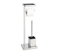 Relaxdays Ensemble WC Autonome en Acier Inoxydable avec étagère et Porte-Rouleau, 66 x 26 x 13 cm, Argent