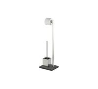 WENKO Combiné WC Slate Rock acier inox - Porte-brosse WC, Acier inoxydable, 23 x 73.5 x 19.5 cm, Satiné