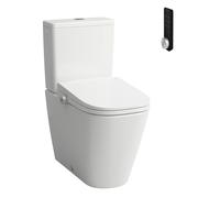 Ensemble WC sur pied LAUFEN Cleanet Meda, avec WC douche, chasse d'eau silencieuse, sans rebord, cuvette à chasse profonde, 370 x 680 mm, H606110000S002
