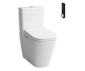 Ensemble WC sur pied LAUFEN Cleanet Meda, avec WC douche, chasse d'eau silencieuse, sans rebord, cuvette à chasse profonde, 370 x 680 mm, H606110000S002
