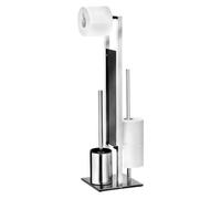 Ensemble WC sur pied - Rivalta - 3 en 1 - inox et verre noir WENKO
