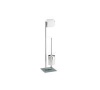 WENKO Combiné WC Style - Porte-brosse WC, Acier inoxydable, 19 x 73 x 19 cm, Argent brillant