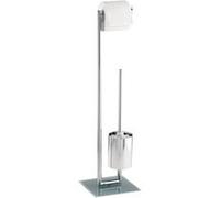 WENKO Combiné WC Style - Porte-brosse WC, Acier inoxydable, 19 x 73 x 19 cm, Argent brillant