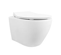 Ensemble WC Suspendu DeerValley sans Bride avec Abattant à Fermeture Douce, Design Silencieux, Surface Céramique Lisse, Forme D, Compact 51,5cm pour Salle de Bain Invités
